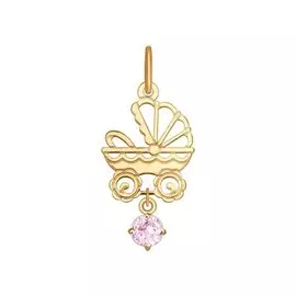 Подвеска из красного золота с фианитом 035098