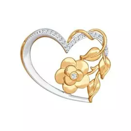 Подвеска из красного золота с фианитами 034940