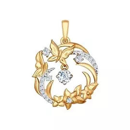 Подвеска из красного золота с фианитами 035107