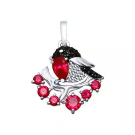 Подвеска из серебра с фианитами с родированием 94031982