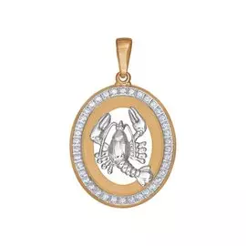 Подвеска "Рак" из золота с фианитами 033159
