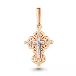 Подвеска из красного и белого золота с фианитами 20441