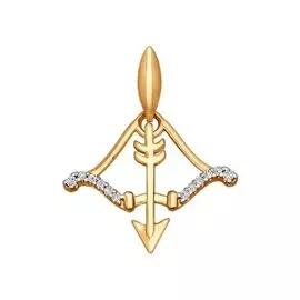 Подвеска "Стрелец" из красного золота с фианитами 034722