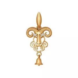 Подвеска "Овен" из красного золота с фианитами 034714