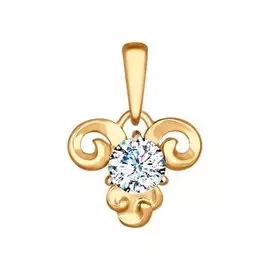 Подвеска "Овен" из красного золота с фианитом 034954