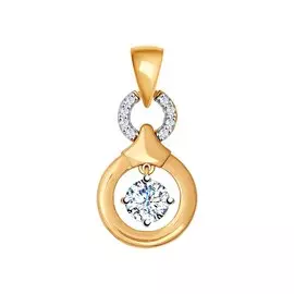 Подвеска из красного золота с фианитами 034892