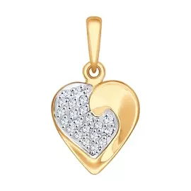 Подвеска из красного и белого золота с фианитами 035484