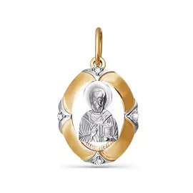 Подвеска из красного и белого золота с фианитами 031375