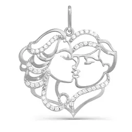 Подвеска из серебра с фианитами с родированием с030702