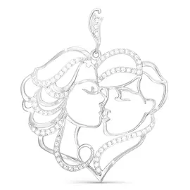 Подвеска из серебра с фианитами с родированием с030670