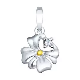 Подвеска из серебра с фианитом с родированием 94031935