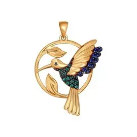 Подвеска из красного золота с фианитами 034893