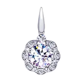 Подвеска из серебра с фианитами с родированием 94032161