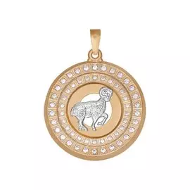 Подвеска "Овен" из красного золота с фианитами 032580