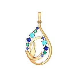 Подвеска из красного золота с фианитами 035024