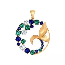 Подвеска из красного золота с фианитами 034915