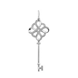 Подвеска из белого золота с фианитами с родированием 31-0430-12-01