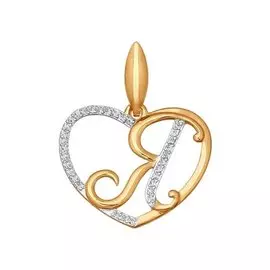 Подвеска "Буква Я" из красного золота с фианитами 034666