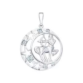 Подвеска "Стрелец" из серебра с фианитами с родированием 94030094