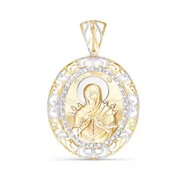 Подвеска из красного и белого золота с фианитами 030383