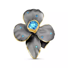 Подвеска из серебра с фианитами swarovski с чернением и позолотой P-0124B7