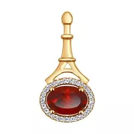 Подвеска из красного золота с гранатом и фианитами 731258