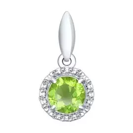 Подвес из серебра с хризолитом и фианитами 92030331