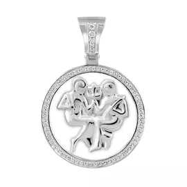 Подвеска "Близнецы" из серебра с фианитами и эмалью с родированием 31-0828-23-63