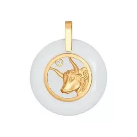 Подвеска "Телец" из красного золота с фианитом 034980