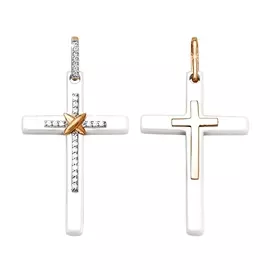 Подвеска из красного золота с керамикой и кристаллами sw 3301151