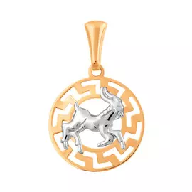 Подвес "Козерог" из красного и белого золота с родированием 35-0702-17-70