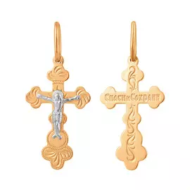 Подвес крест - православный из красного золота 35-0689-17-61