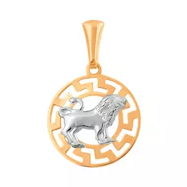 Подвес "Лев" из красного и белого золота с родированием 35-0702-17-65