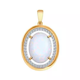 Подвеска из красного золота с опалом и фианитами 731326