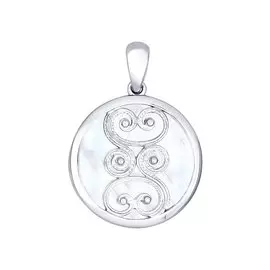 Подвеска из серебра с перламутром с родированием 94031730