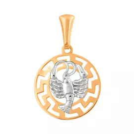 Подвес "Рак" из красного и белого золота с родированием 35-0702-17-64