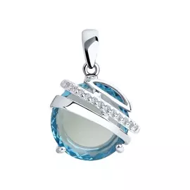 Подвеска из серебра с наноситаллом и фианитами с родированием 92030571