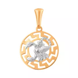 Подвес "Скорпион" из красного и белого золота с родированием 35-0702-17-68