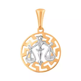 Подвес "Весы" из красного и белого золота с родированием 35-0702-17-67