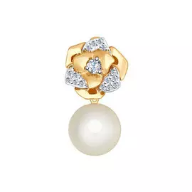 Подвеска из золота с жемчугом и фианитами 793024