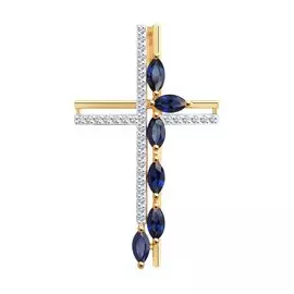 Подвеска из красного золота с корундами синт. и фианитами 732118