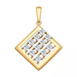 Подвеска из красного и белого золота с фианитами 035440