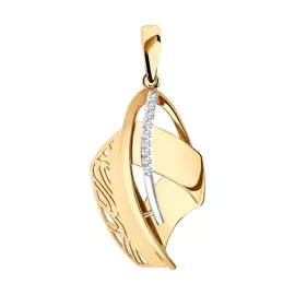 Подвеска из красного и белого золота с фианитами 036010