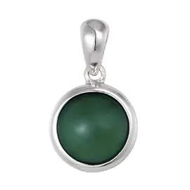 Подвеска из серебра с агатом зеленым с родированием 3432930242