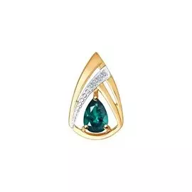 Подвеска из красного золота с изумрудом и бриллиантами 3030124