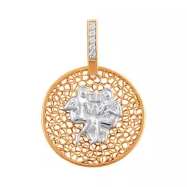 Подвеска "Близнецы" из красного и белого золота с фианитами 37-0028-17-63