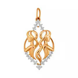 Подвеска "Близнецы" из красного золота с фианитами 035125