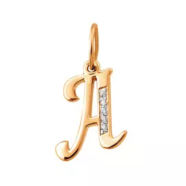 Подвеска "Буква А" из красного золота с фианитами 31-1044-11-01