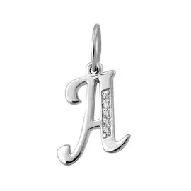 Подвеска "Буква А" из серебра с фианитами с родированием 31-1044-23-01