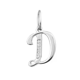 Подвеска "Буква Д" из серебра с фианитами с родированием 31-1047-23-01